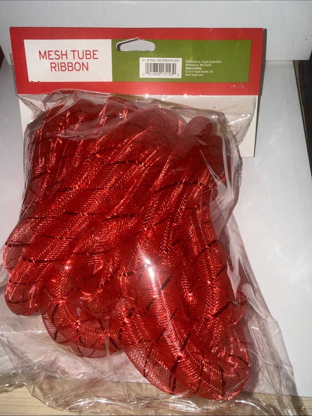 Target Red Mesh Tube Ribbon - Picture 4 of 4